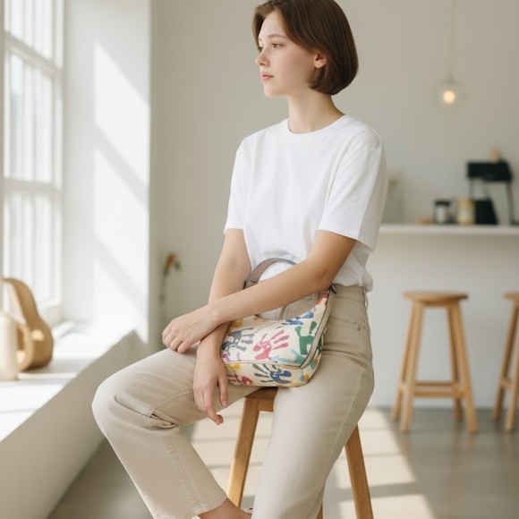 Dooney & Bourke Multicolor Y2K Handprint Hobo Bag - Picture 2 of 2